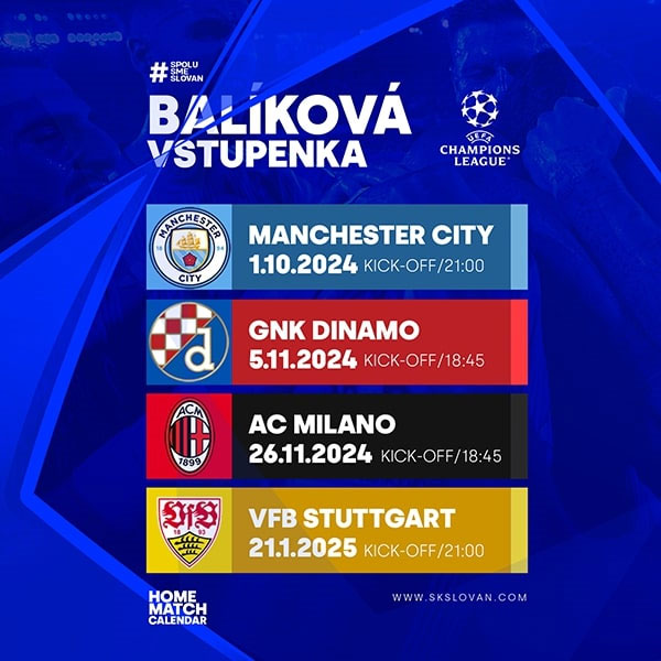 Balíček vstupeniek na Ligu majstrov 2024/2025