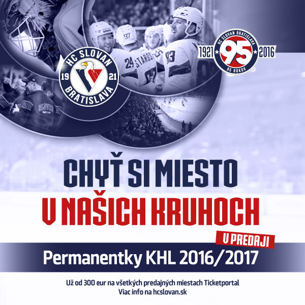 KHL - HC SLOVAN permanentka 2016/2017