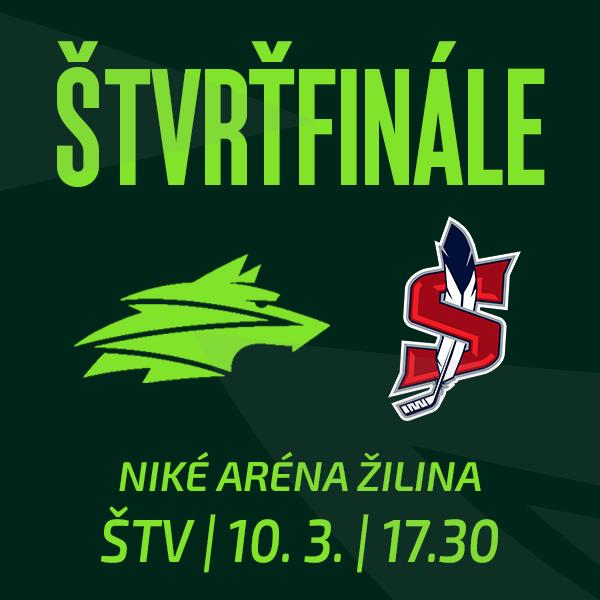 1. ŠTVRŤFINÁLE - Vlci Žilina vs. Modré krídla Slovan